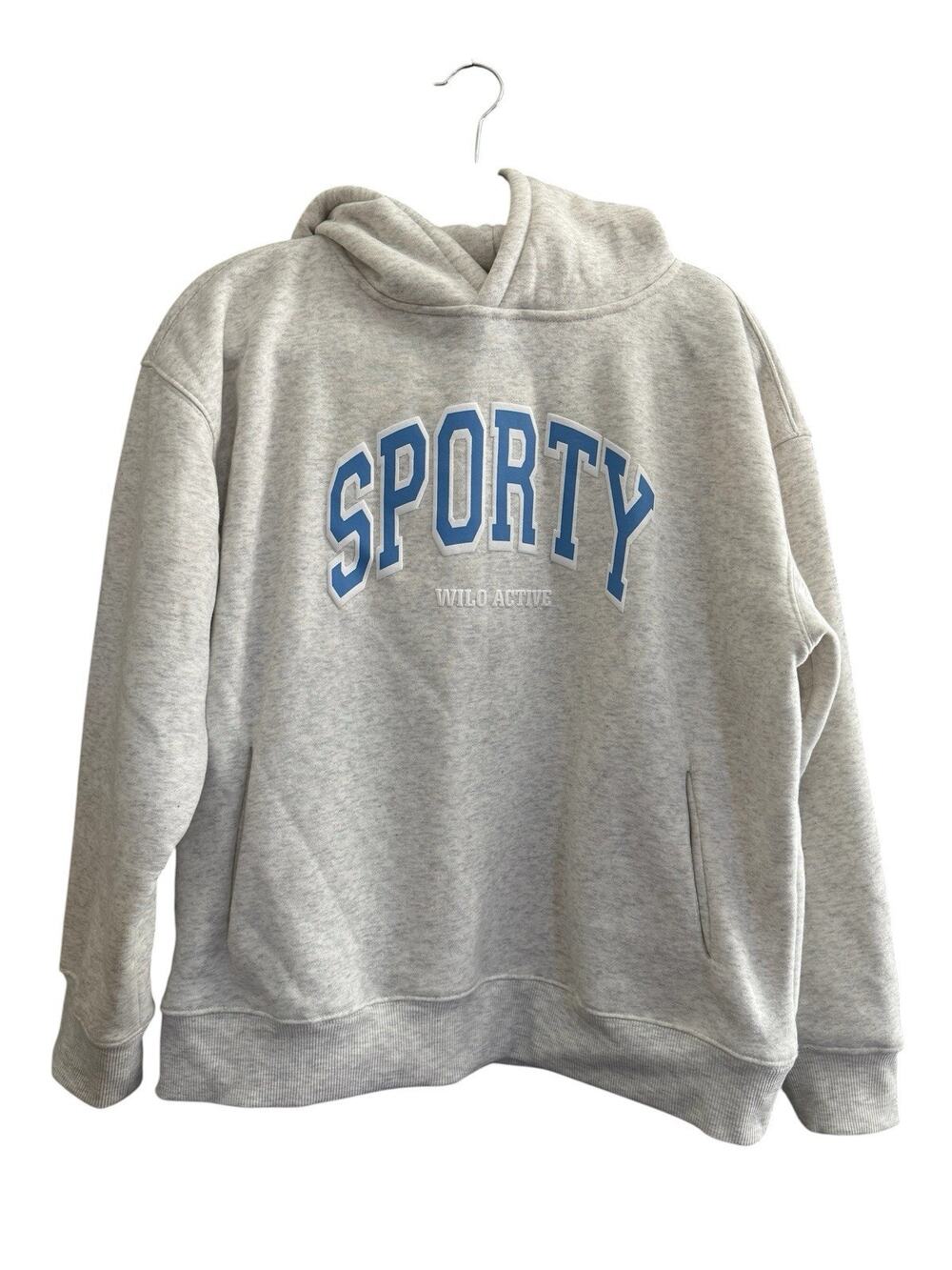 WILO Active Australia SPORTY Hoodie Small Sweatshirt Athleisure Gray Blue #NE